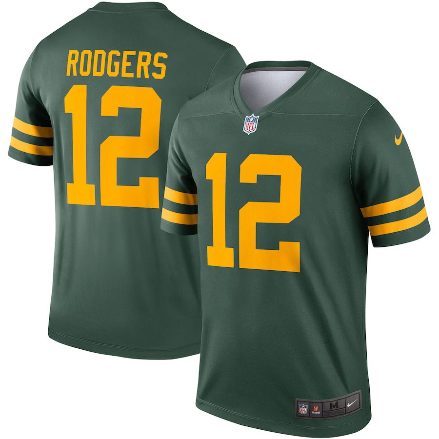 Men Green Bay Packers 12 Aaron Rodgers Nike Green Alternate Legend Player NFL Jersey